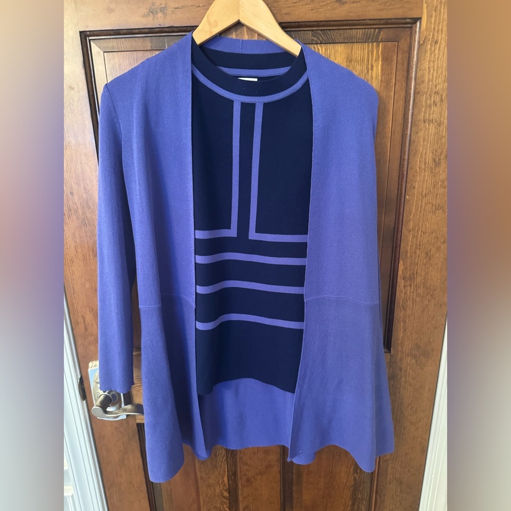 Anne Klein purple  and Navy Women's  knit Cardigan and knit sleeveless tank